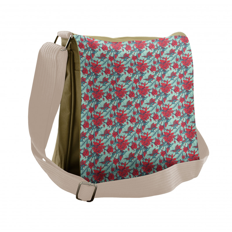 Animals and Flower Branches Messenger Bag