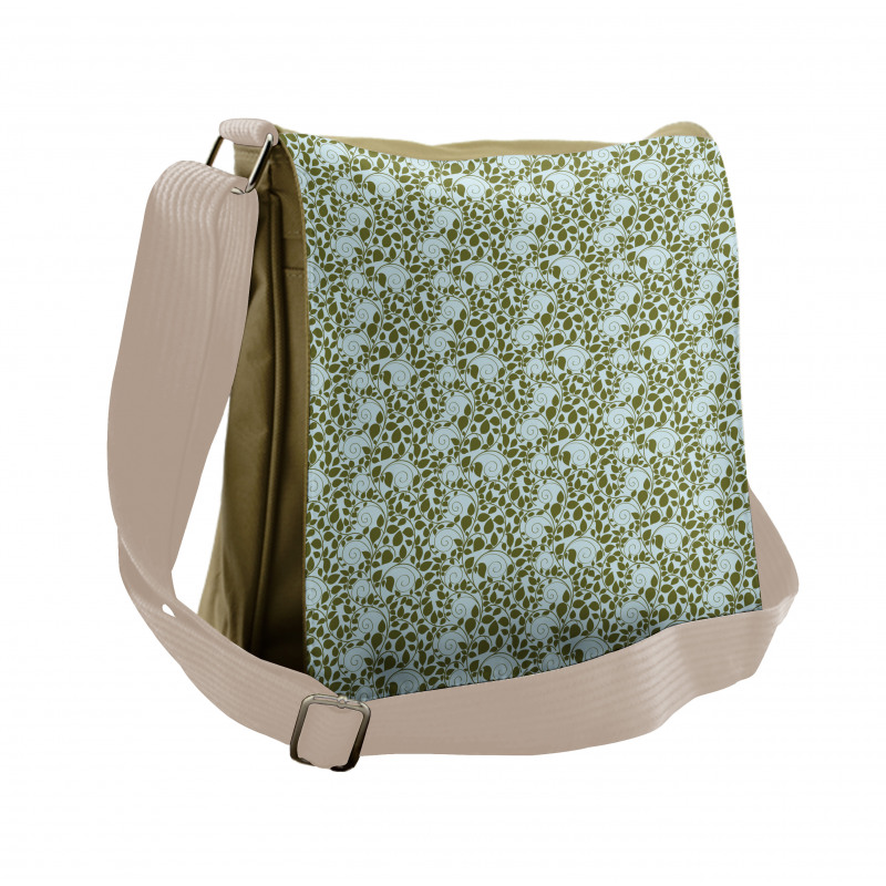 Silhouettes of Swirl Stalks Messenger Bag