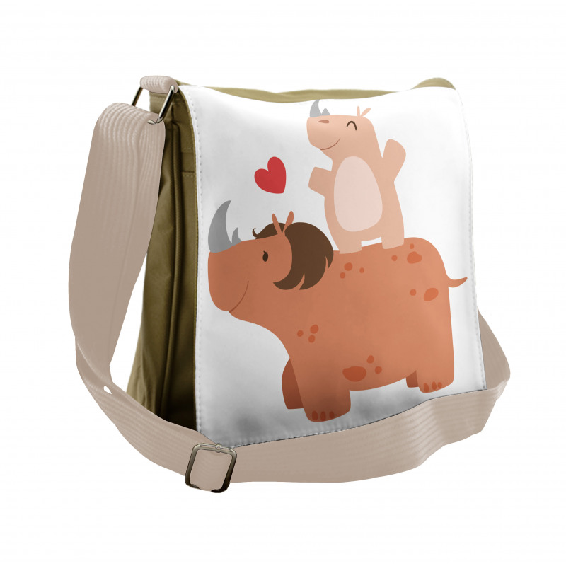 Mother and Calf with Heart Messenger Bag