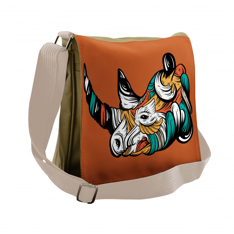 Colorful Animal Portrait Boho Messenger Bag