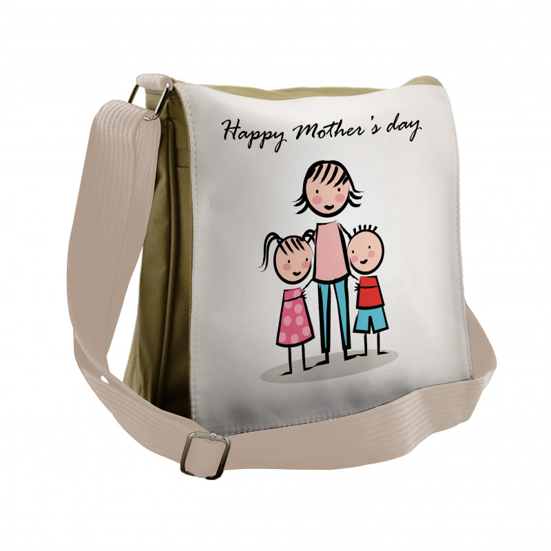 Cartoon Son and Daughter Messenger Bag