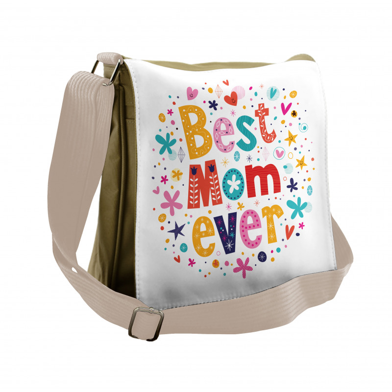 Best Mom Ever Words Messenger Bag