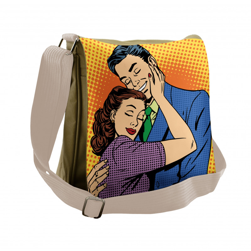 Loving Husband Wife Hugging Messenger Bag