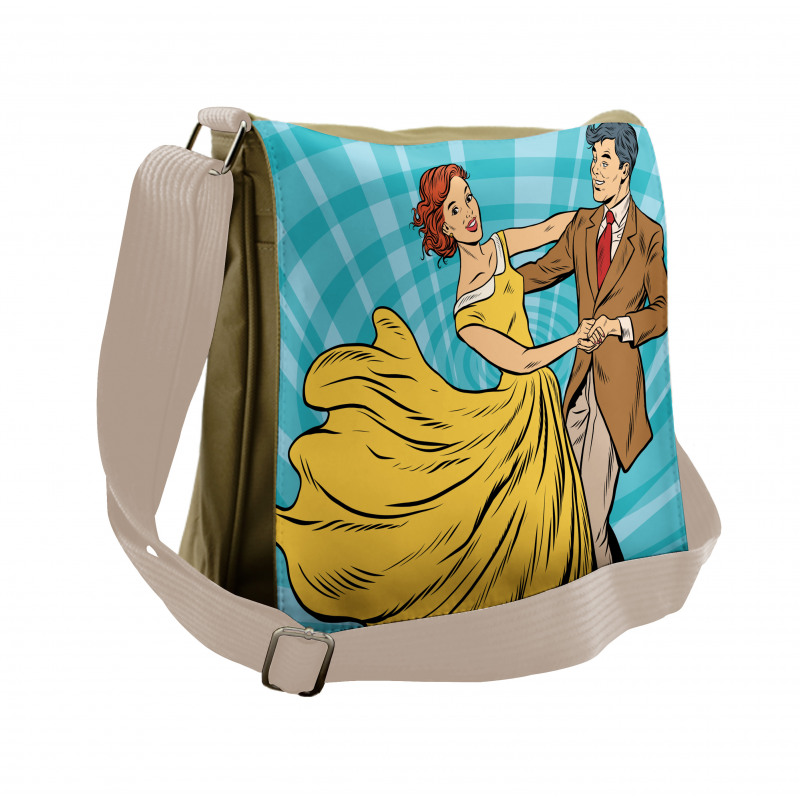 Dancing Romantic Retro Couple Messenger Bag