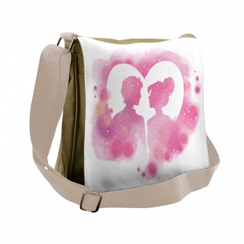 Valentine Lovers on a Heart Messenger Bag