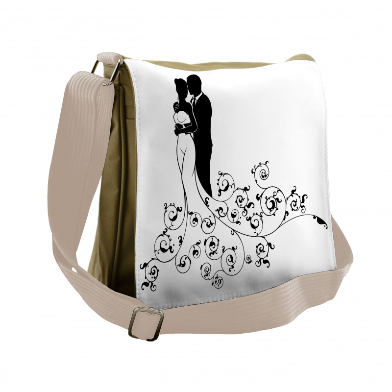 Bride and Groom Abstract Art Messenger Bag