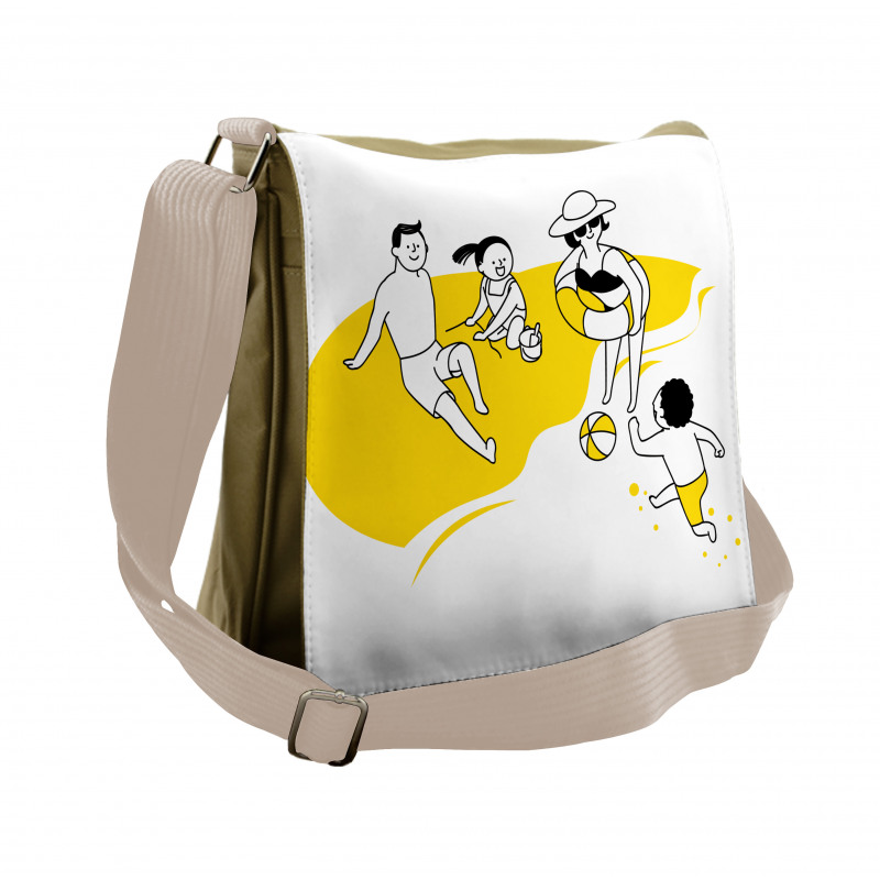 Happy Family at the Beach Messenger Bag