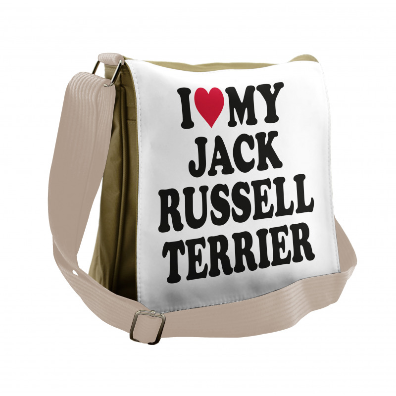 I Love My Dog Words Messenger Bag