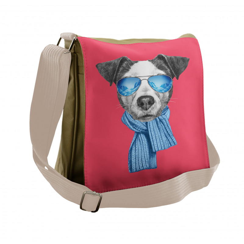 Hipster Dog Glasses Messenger Bag