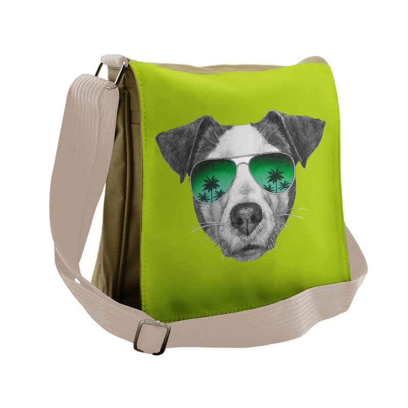 Dog with Glasses Tree Messenger Bag