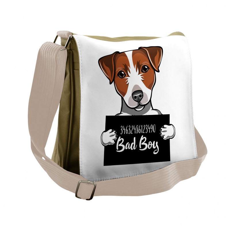 Dog Holding a Sign Messenger Bag