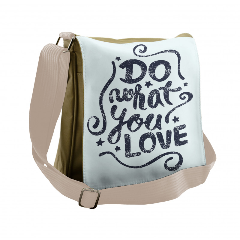 Lettering Blue Grunge Star Messenger Bag