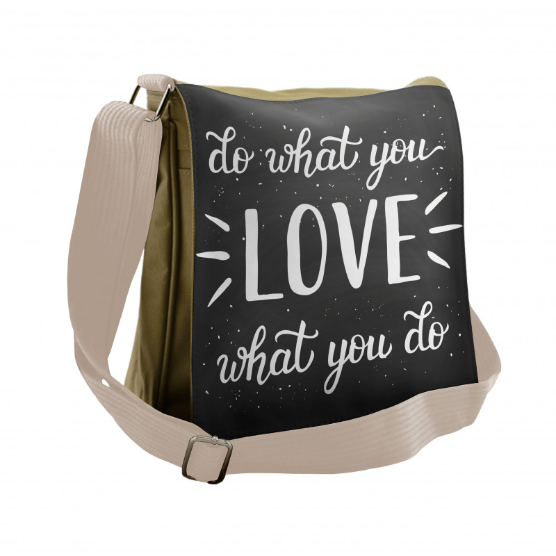 Hand Lettering Typography Messenger Bag