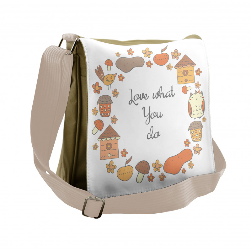 Warm Autumn Tones Cartoon Messenger Bag