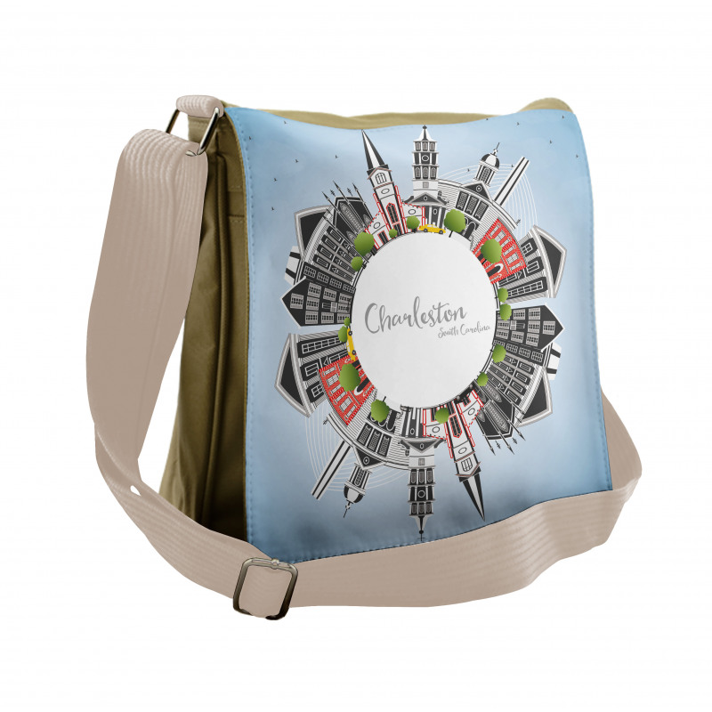 Buildings on a Globe Messenger Bag