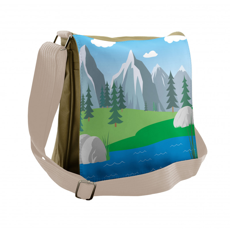 Cartoon Spring Scene Messenger Bag