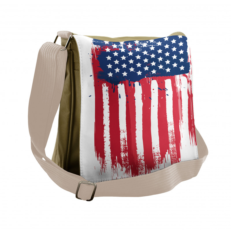 Vertical Hand-drawn Flag Messenger Bag