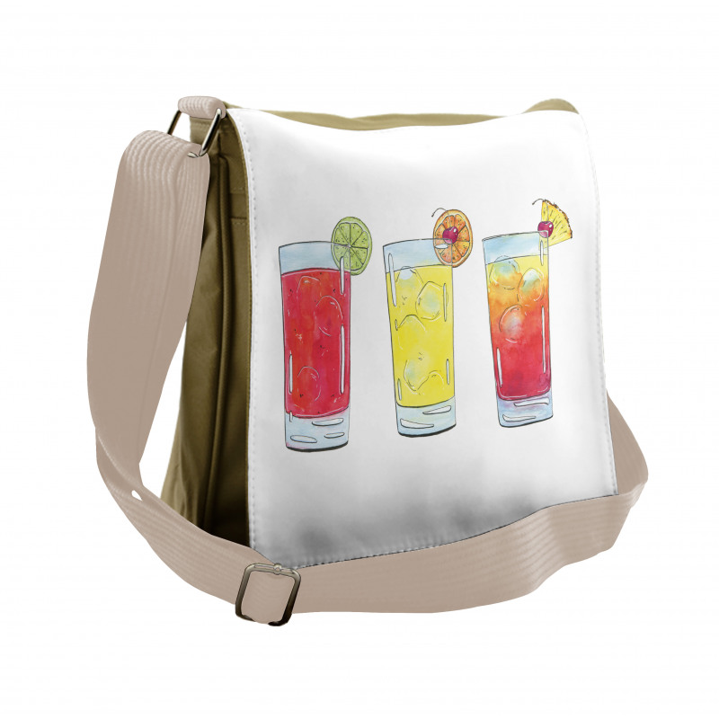 Watercolor Cocktails Messenger Bag