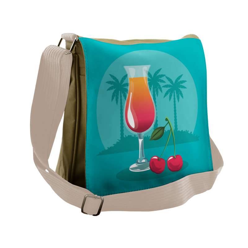 Cherry Cocktail Blue Messenger Bag