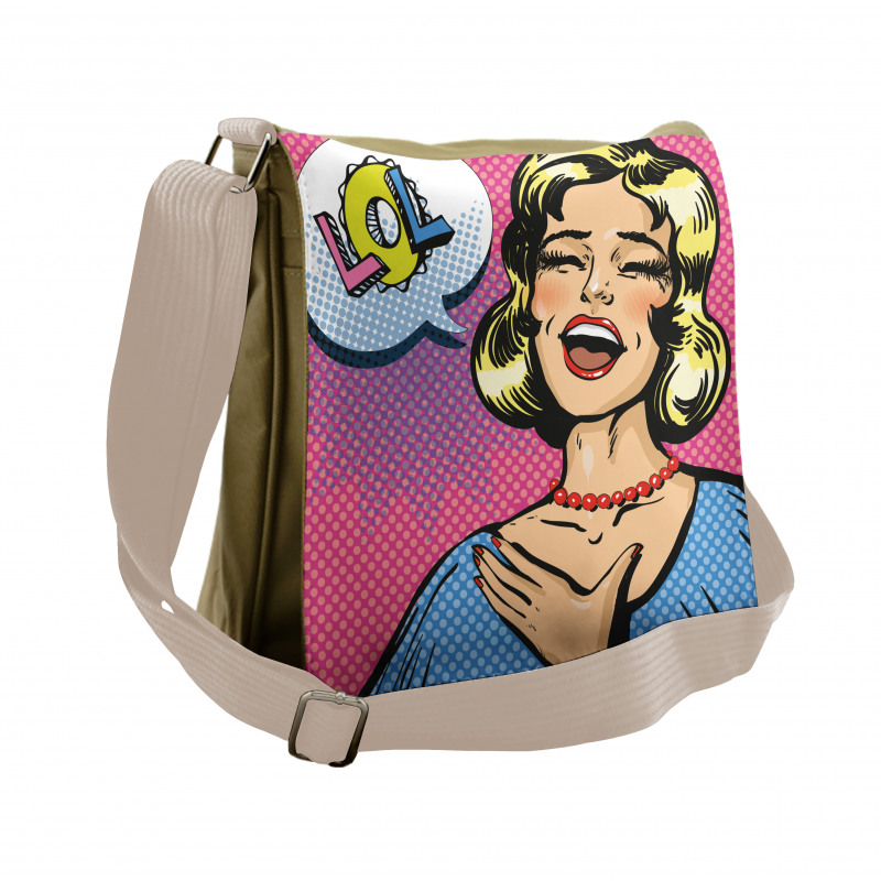 Laughing Woman with Closed Eyes Messenger Bag