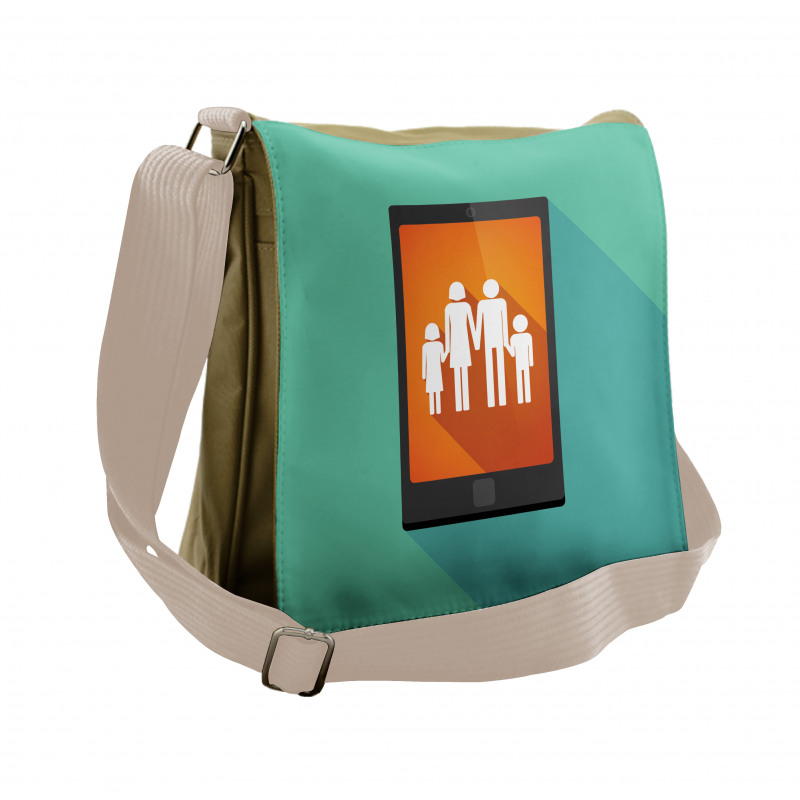 Cartoon Family Silhouette Messenger Bag