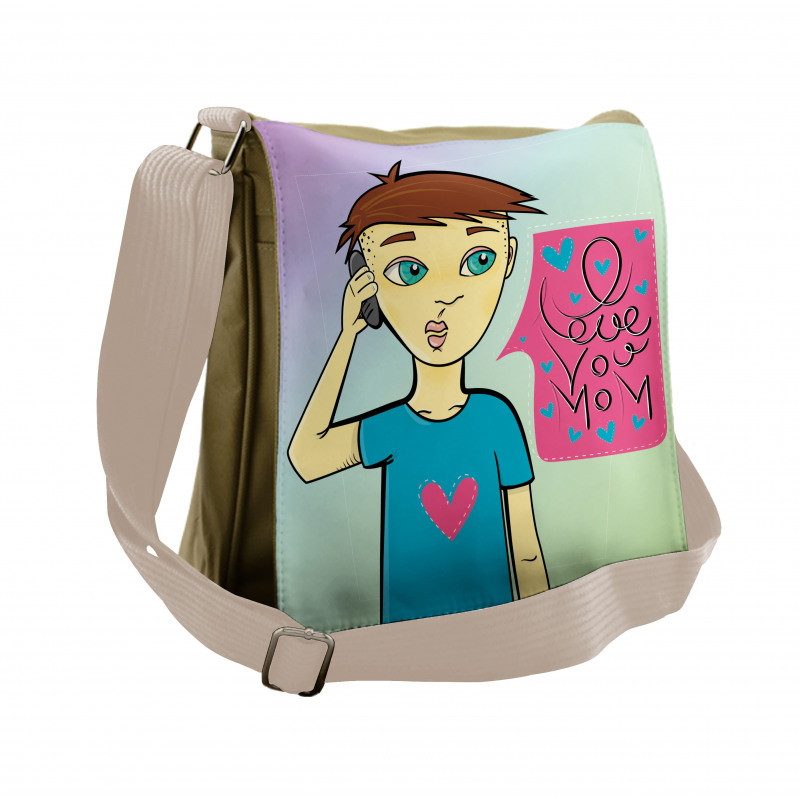 Boy Calling His Mother Messenger Bag