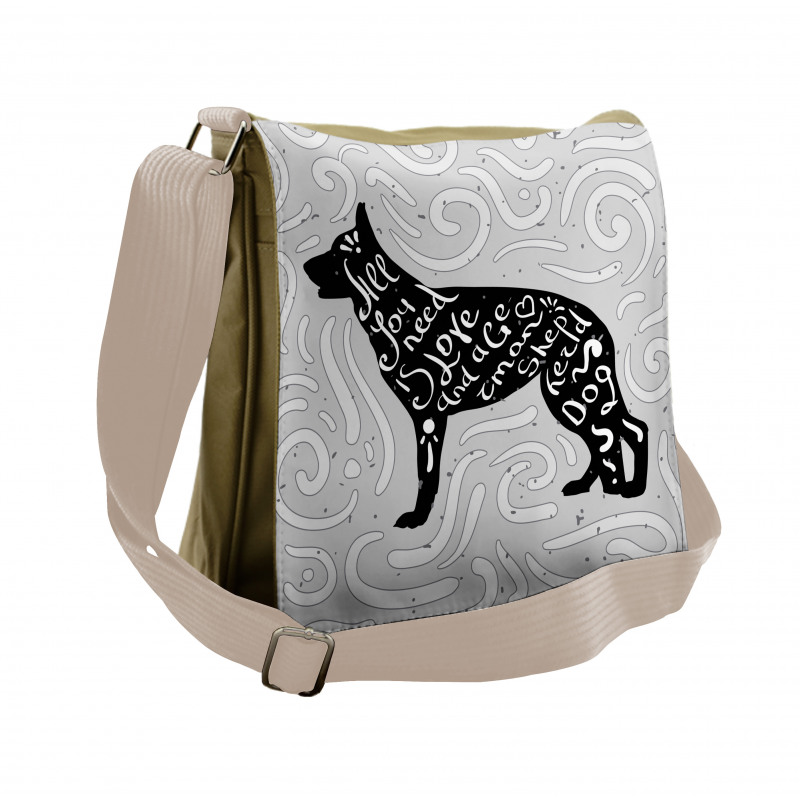 German Shepherd Dog Doodle Messenger Bag