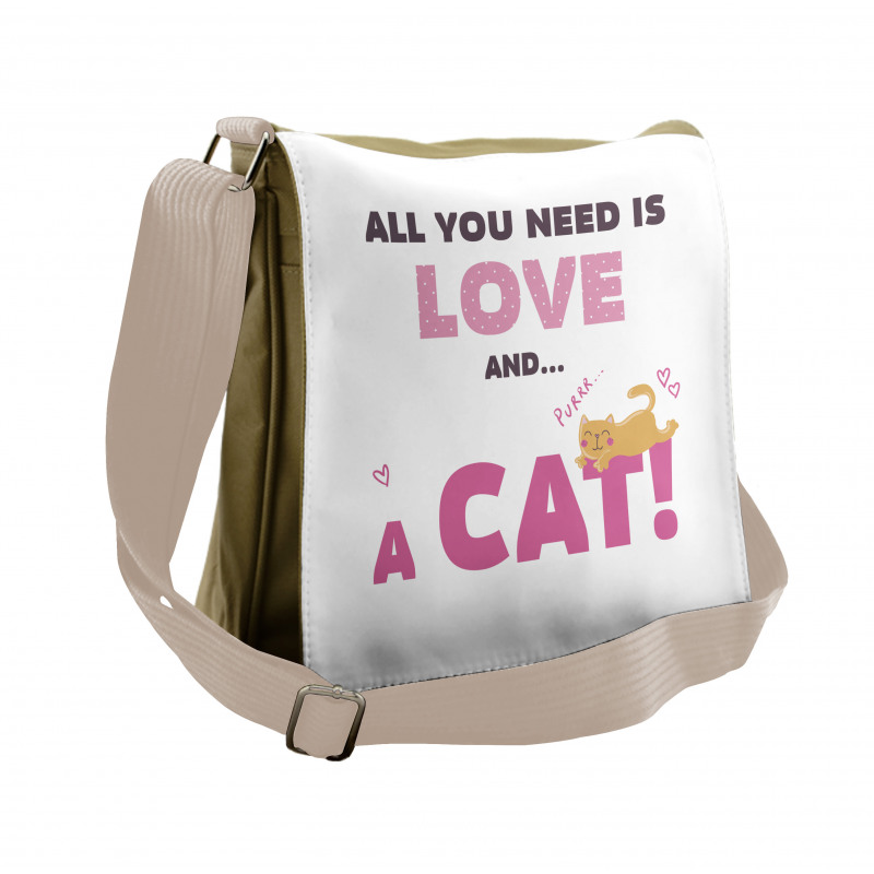 Retro Letters Kitten Messenger Bag