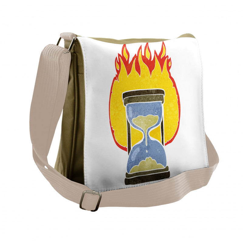 Retro Hourglass on Fire Messenger Bag