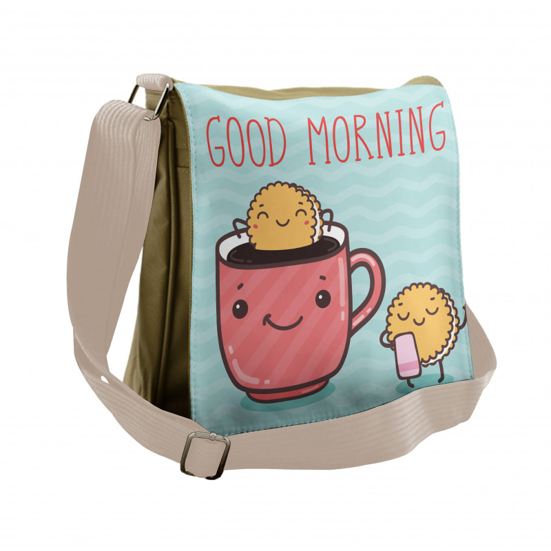 Happy Biscuits in Coffee Messenger Bag