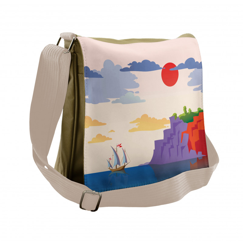 Coastal Landscape Ship Messenger Bag