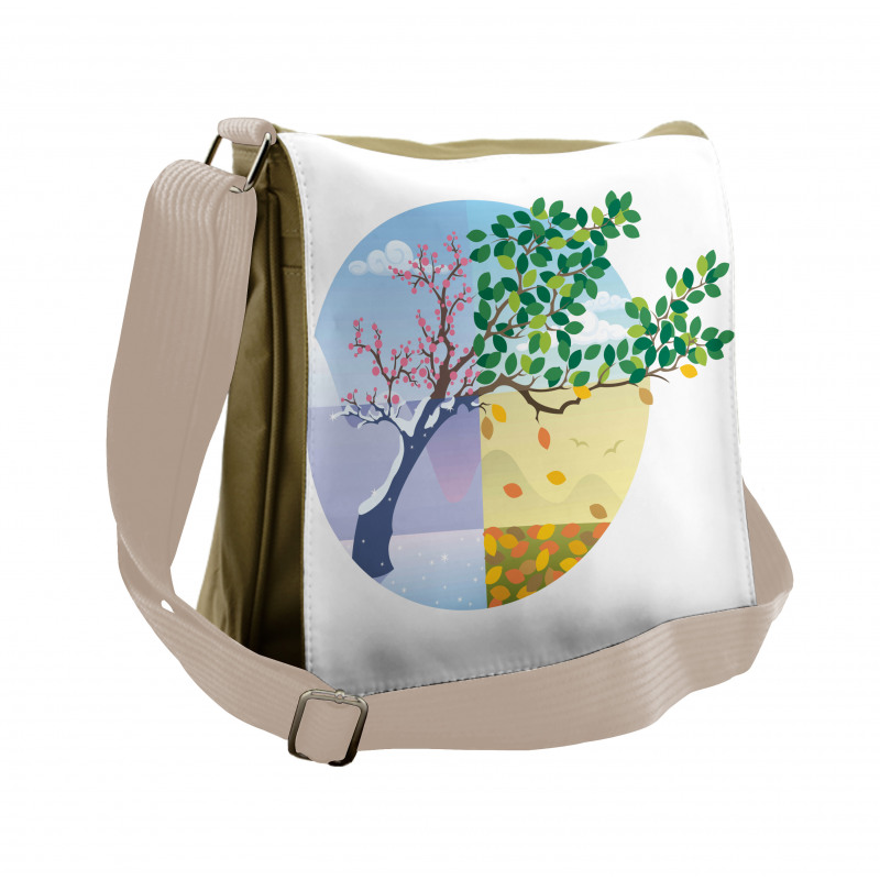 Cartoon Cycle of the Seasons Messenger Bag