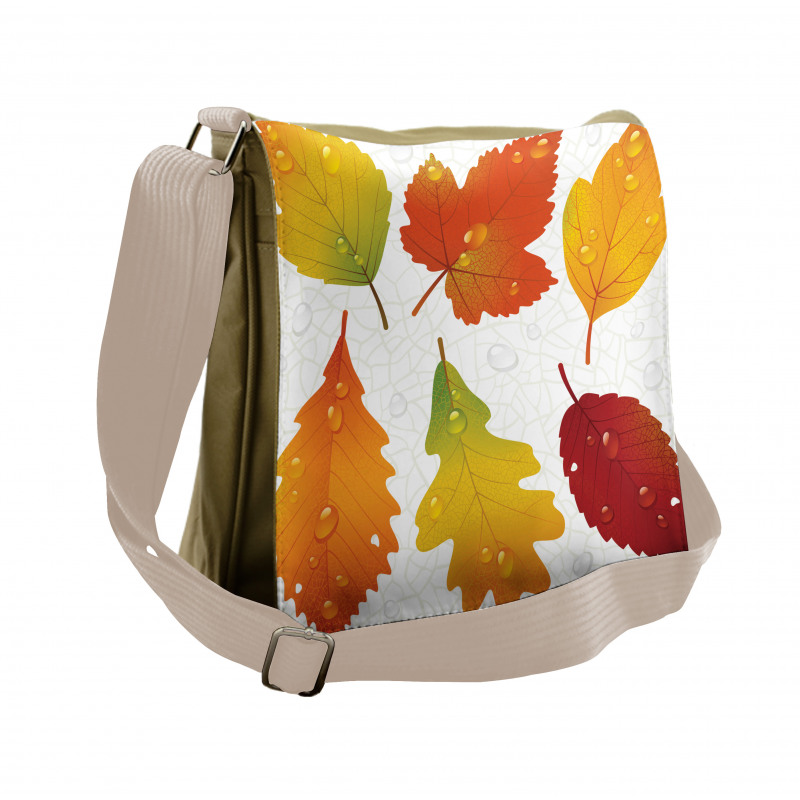 Realistic Dried Leaves Falling Messenger Bag