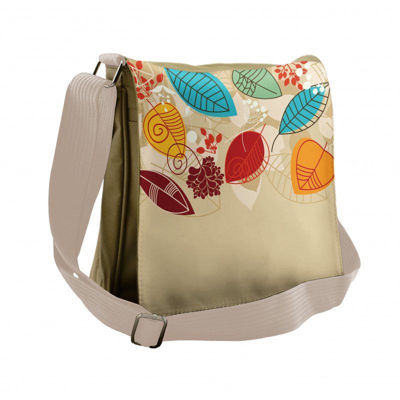 Autumn Inspired Botanical Art Messenger Bag