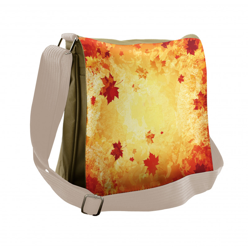 Abstract Grunge Maple Leaves Messenger Bag