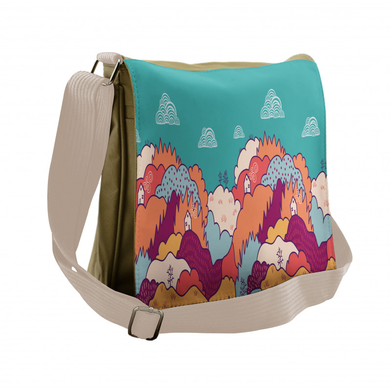 Fall Landscape Swirling Clouds Messenger Bag