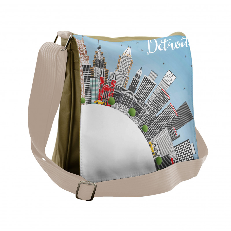 Detroit USA Skyline Art Messenger Bag