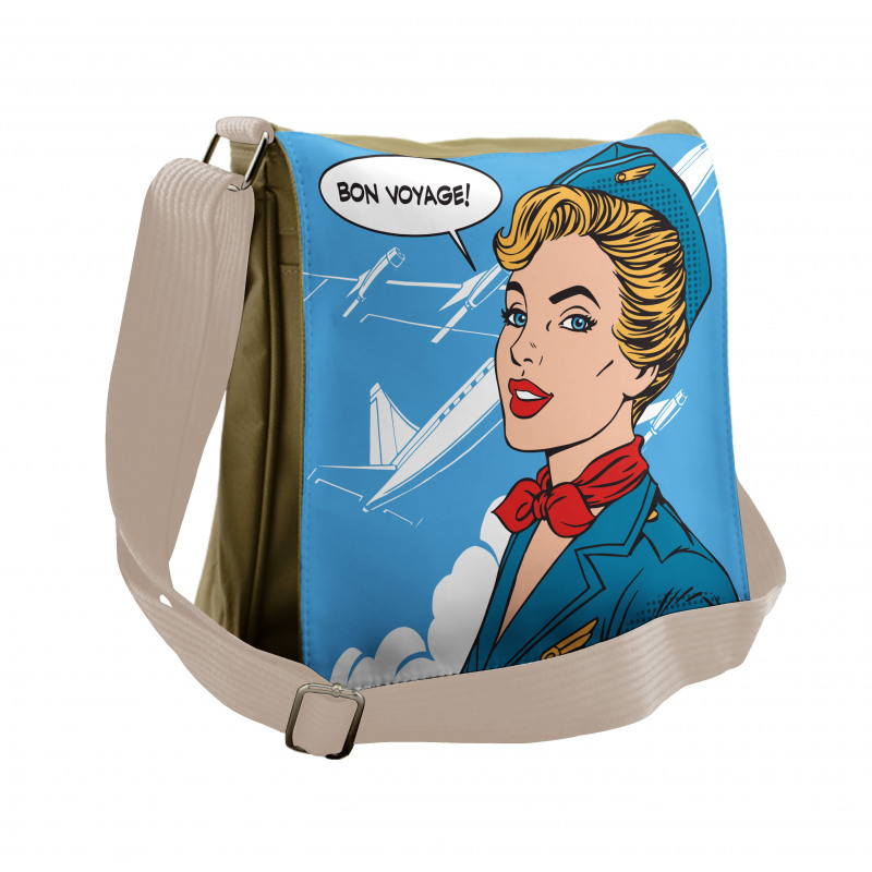 Bon Voyage Stewardess Retro Messenger Bag