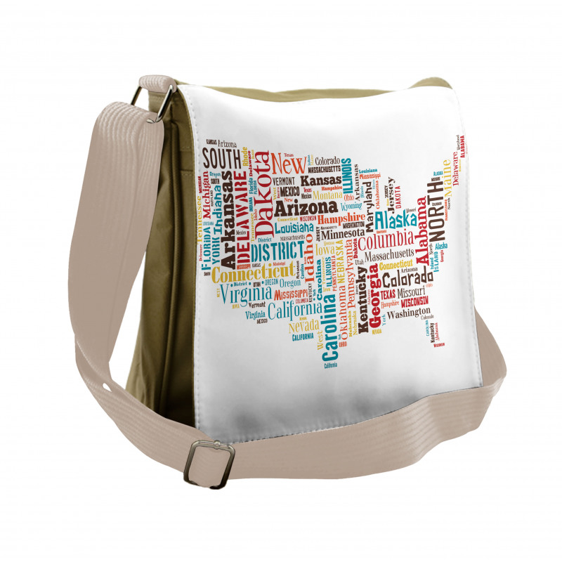 Map Cities Towns Names Messenger Bag