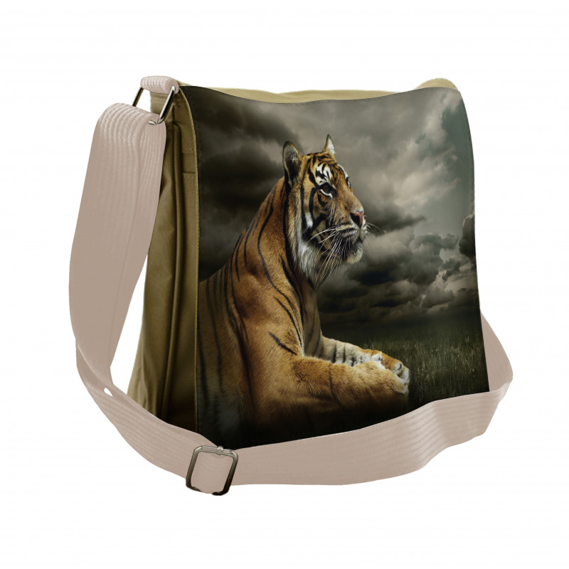 Jungle African Cat Clouds Messenger Bag