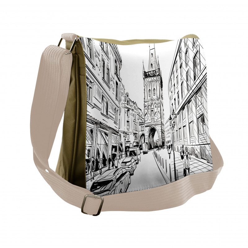 Prague City Sketch Messenger Bag