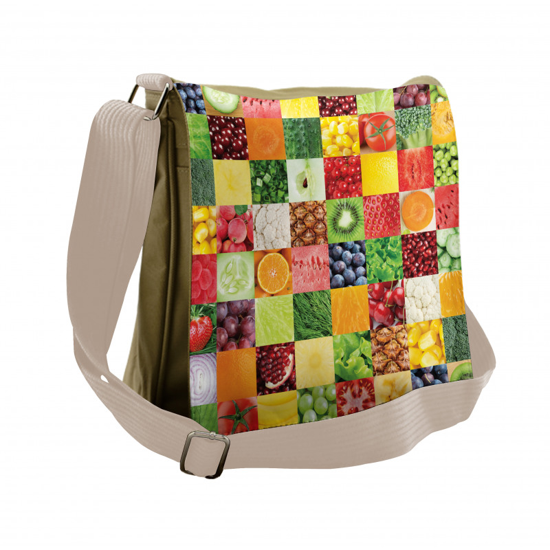 Healthy Fresh Food Squares Messenger Bag