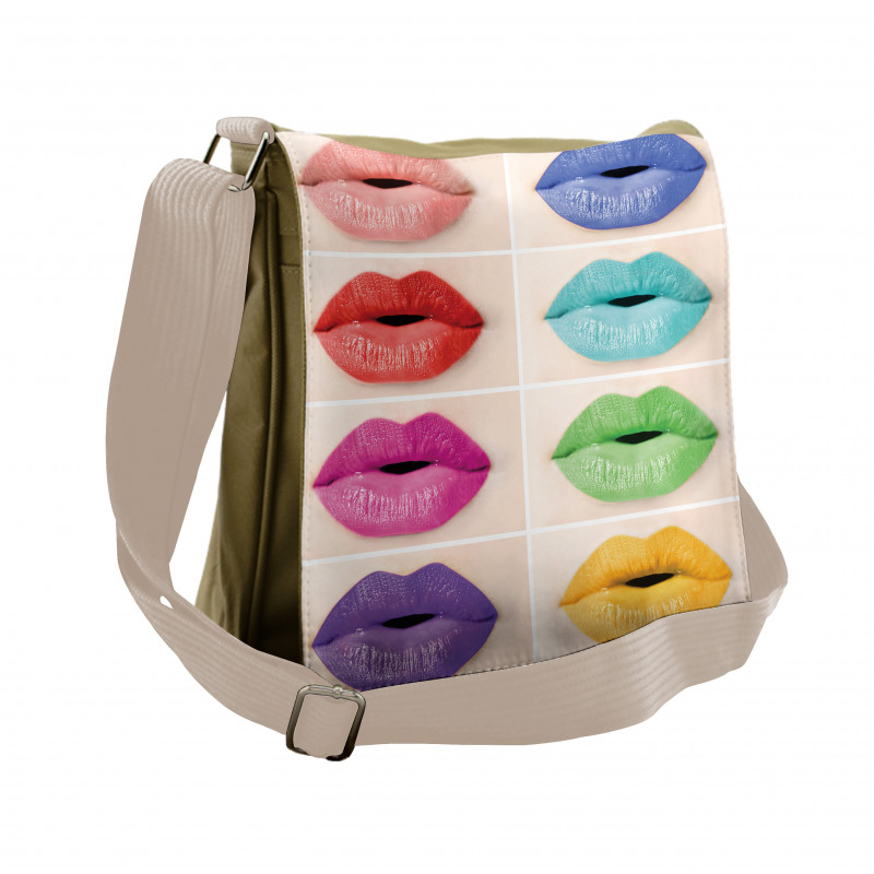 Several Color Lips Palette Messenger Bag