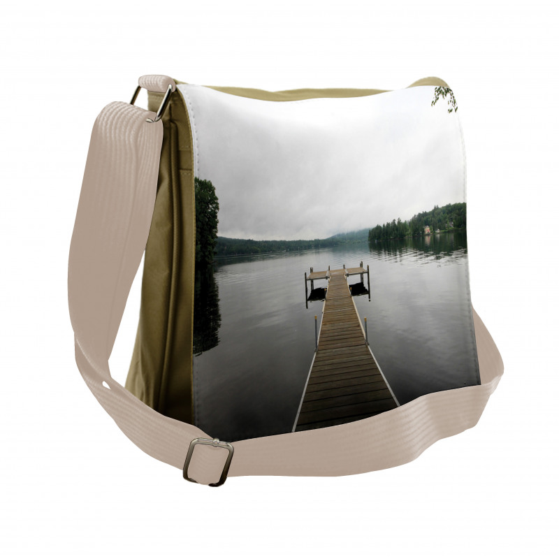 Calm Water Overcast Weather Messenger Bag