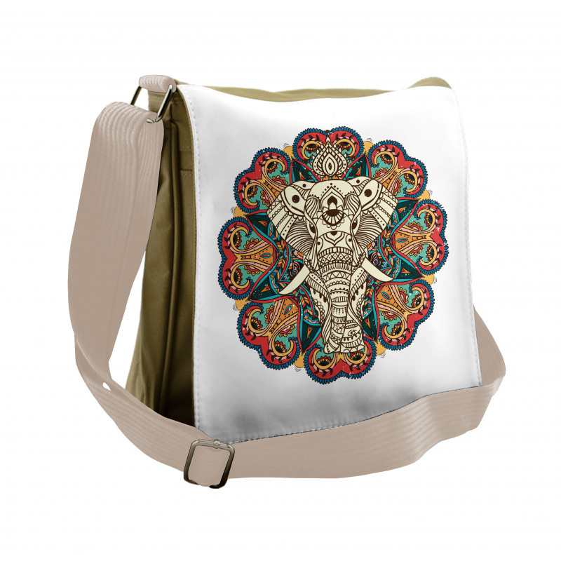 Exotic Vivid Tiled Elephant Messenger Bag