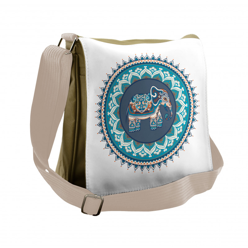 Vivid Glazed Tile Elephant Messenger Bag