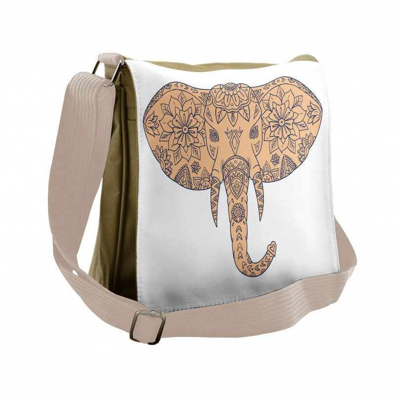 Floral Elephant Head Front Messenger Bag