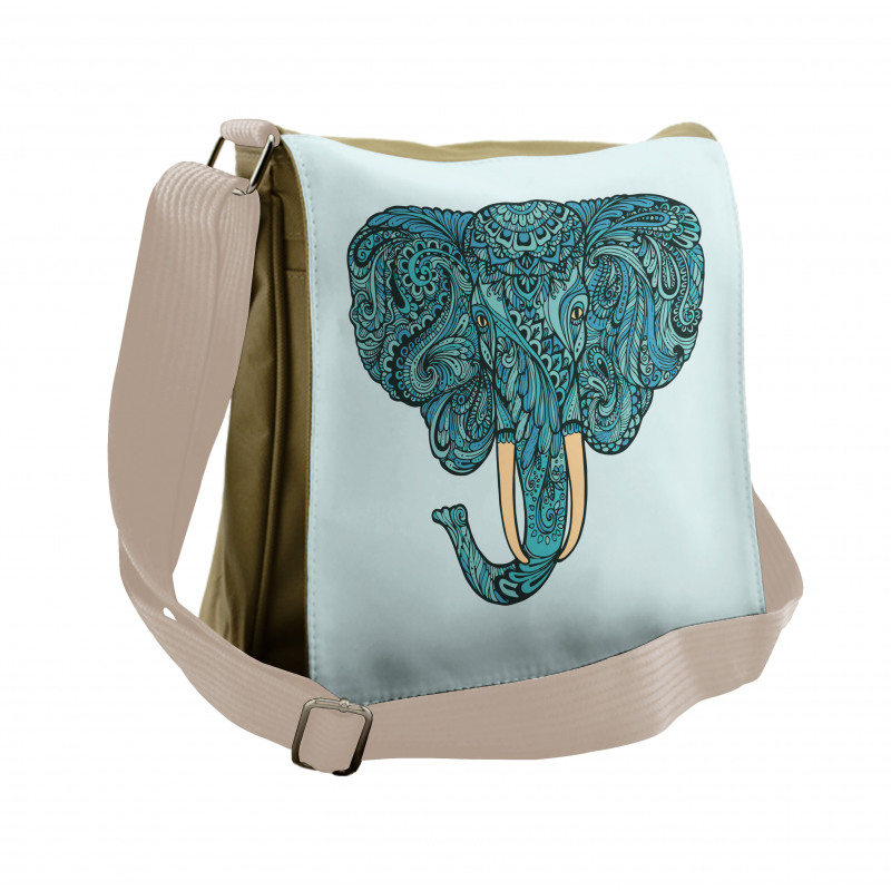 Elephant Head Motif Pattern Messenger Bag