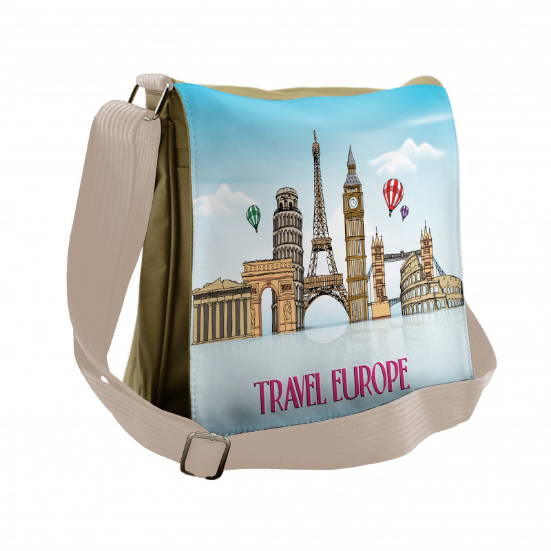 Travel Europe Landmarks Sky Messenger Bag