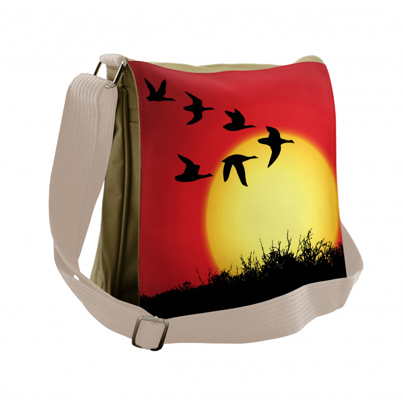 Skein of Geese Migrate Sunset Messenger Bag